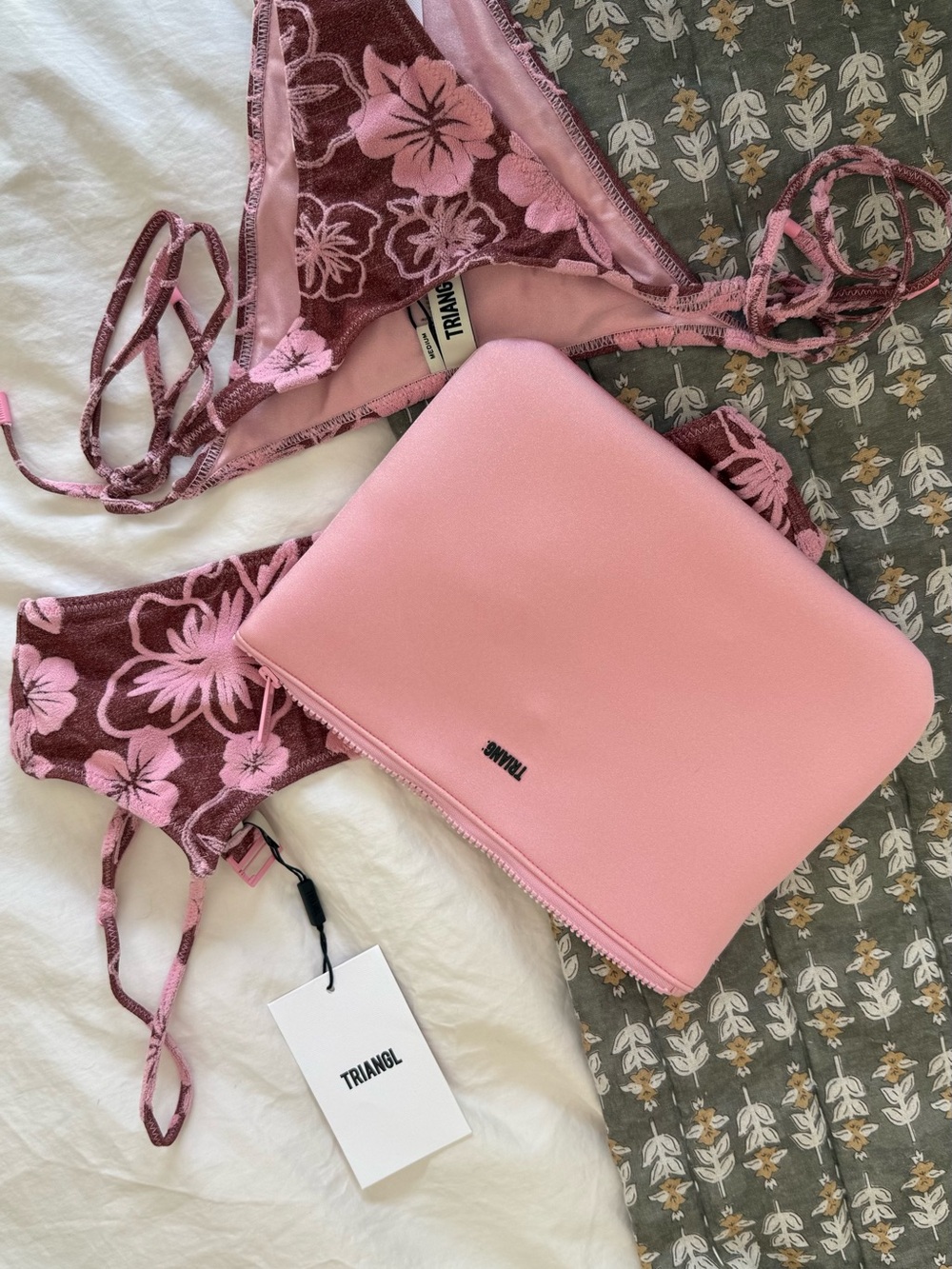 triangl swimwear Pink Floral Bikini Top and bottom - Picture 5 of 10